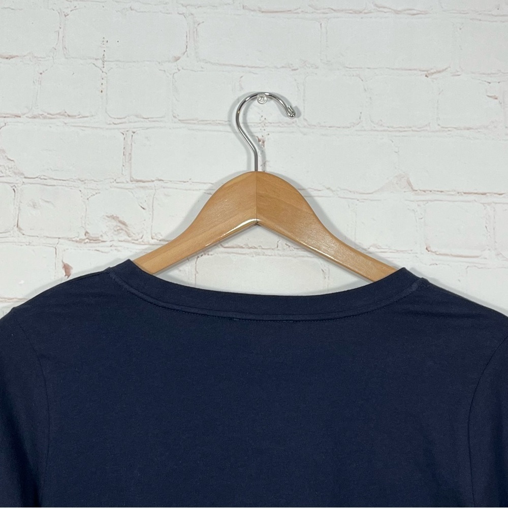 J. Crew Embroidered Bell Sleeve Top Blouse Shirt Womens Size Small Navy White - Picture 8 of 9